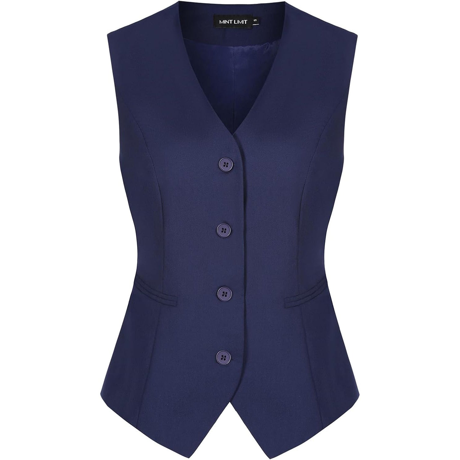 Navy Blue Women's Vest Waistcoat with Pockets – MINTLIMIT